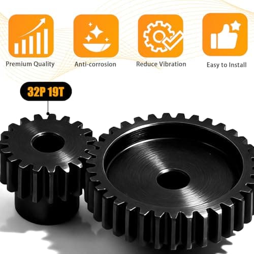 32P 19T RC Car Gear Set | 45# Steel Black Oxide | 5mm Bore +0.03mm | Precision Engineered Motor Pinion Gear Compatible with Traxxas/ARRMA/HPI/Kyosho (3-Pack with M4 Set Screws) - Thumbnail 4