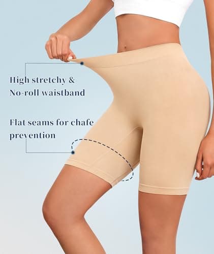 Okimay 4 Pack Slip Shorts for Under Dress Women Seamless Boyshorts Panties Anti Chafing Shorts - Thumbnail 2