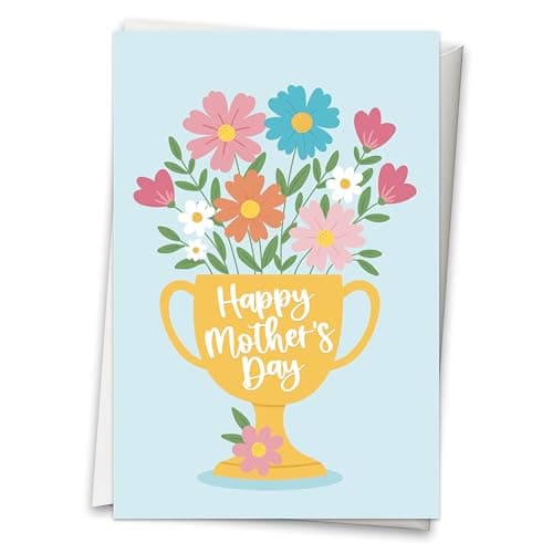 Hadley Designs Happy Mothers Day Card For Mom - 8x5.3in Mother's Day Card For Mom, Mother Gift Greeting Cards, Premium Single Mother Cards From Daughter and Son, Designed in USA - Image 1