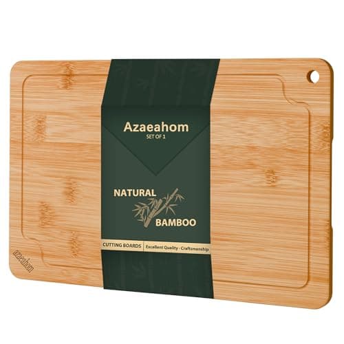Bamboo Cutting Boards for Kitchen, Large Wood Cutting Board with Juice Grooves & Built-in Handles, Easy Storage & Clean Chopping Board for Meat, Vegetables, Fruit - Image 1