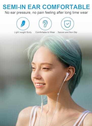 USB C Headphones for iPhone 17 16 15, Wired Earbuds USB C with Microphone & Volume Control, for Apple Headphones Wired, Earphones for iPhone, Android, iPad, Galaxy S26 S25 S24, Pixel 10a 9a, 2 Packs - Thumbnail 3