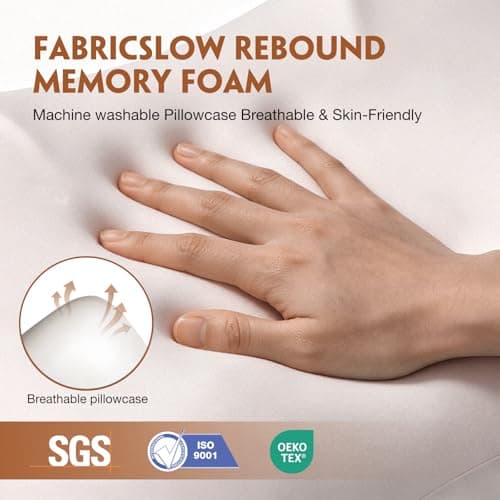 zomeyome Slow Rebound Memory Foam Pillow, Zero Pressure Neck Support Pillow for Side Back Stomach Sleepers, Breathable Comfort Bed Pillow for Pain Relief Sleeping - Thumbnail 4