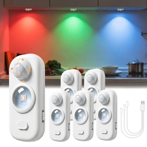 L LOHAS LED Rechargeable Motion Sensor Under Cabinet Lighting, 6-Pack