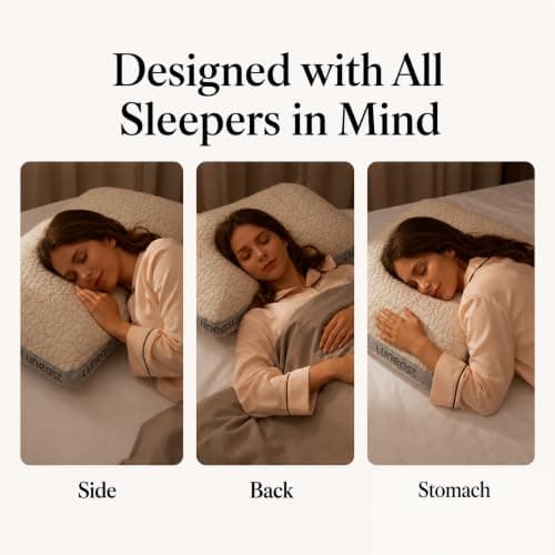 Luneast Memory Foam Pillows for Sleeping Adjustable Bamboo Blend Breathable Bed Pillow for Side, Back, and Stomach Sleepers Washable Pillow Cover Nocturne Queen Size 17x27IN - Thumbnail 6
