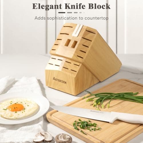 Knife Set, Astercook 22-Piece Kitchen Knife Set with Built-in Sharpener Block, High Carbon Stainless Steel Knives, Dishwasher Safe, Non-Slip Handle, Elegant Cream White Design, Perfect Holiday Gifts - Thumbnail 2
