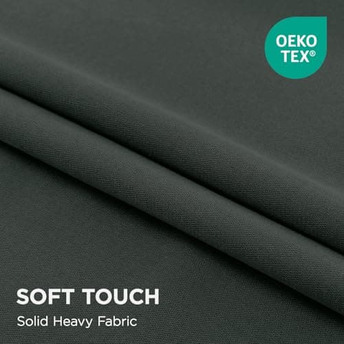 Joydeco Blackout Curtains 90 Inches Long - 100% Blackout Curtain for Bedroom, Rod Pocket & Back Tabs Thermal Insulated Noise Reducing Grey Window Drapes 2 Panels Set (Grey,52" Wx90 L) - Thumbnail 4