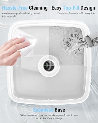 Bear Humidifiers for Bedroom, 2.5L Cool Mist Humidifiers and Oil Diffuser, Quiet Rapid humidifiers for Home Whole House, with Adjustable Mist Output and Auto Shut-off, White - Thumbnail 5