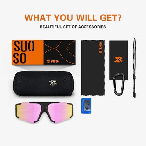 suoso Sports Cycling Sunglasses for Men: Lightweight UV Protection Polarized Sun Glasses for Youth Baseball Softball Running - Thumbnail 2