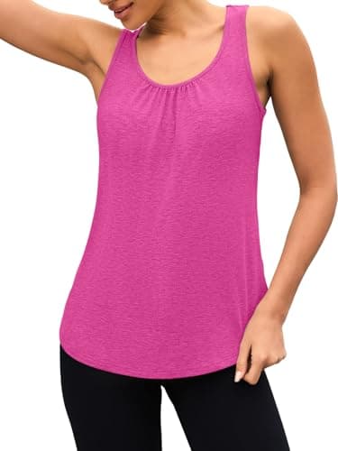3rd hill Workout Tank Tops for Women Racerback Sleeveless Yoga Top Loose Fit Gym Shirt Running Athletic Tanks Rose Red L - Thumbnail 4