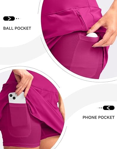 G Gradual High Waisted Golf Skirts for Women Tennis Skirt Zipper Pockets Skorts for Woman Athletic Workout Casual (Rose. XS) - Thumbnail 4