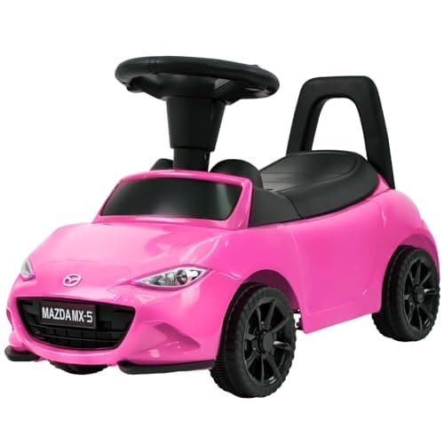 HEIMILI Mazda Licensed Kids Push Car, Toddler Ride On Toy with Anti-Slip Wheels & Safety Bumper Guards, Foot to Floor Toy for Indoor & Outdoor (Pink)