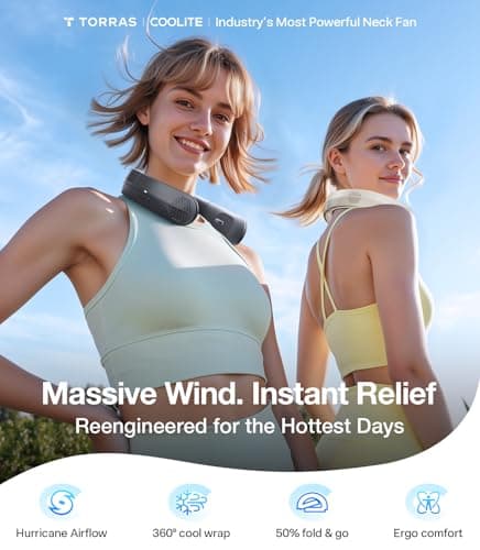 TORRAS COOLiFY Lite Neck Fan, [ #1 Wind Power], Portable Neck Fan with 14H Battery, 360° Cooling Neck Fan, 90° Foldable Neck Fans for Outdoor, Travel, Workout, Gifts for Father Men Women, Ivory - Thumbnail 2