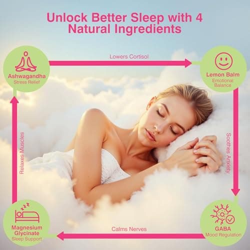 Magnesium Glycinate Gummies 600mg, Sugar Free Magnesium Gummies for Adults with Ashwagandha, Lemon Balm & GABA for Sleep, Mood Support and Relaxation, Vegan, 60 Raspberry - Thumbnail 3