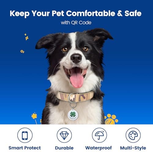 QR Code Pet ID Tags for Dogs & Cats Luck Charm Design,QR for Instant Location Alerts, Modifiable Profile & Emergency Contact, Dog Charms for Collar, Keychain (5 Pack) - Thumbnail 2