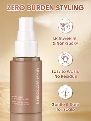 SHEGLAM HAIR Volume Boost Fiber Fix Setting Mist (1 fl oz), Instant Film, 72H Hold Windproof Waterproof, Sweatproof No Color Run, Hairline Enhancer Volumizing Spray for All Hair Types-30ml - Thumbnail 5