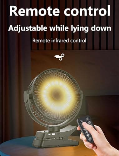 8-inch Magnetic Clip on Fan for Golf Cart, 12000mAH Battery Operated Portable Fan with 5 Speeds, LED Lantern, Magnetic Base, Compatible with EZGO Club Car Yamaha, Ideal Golf Cart Accessories - Thumbnail 6