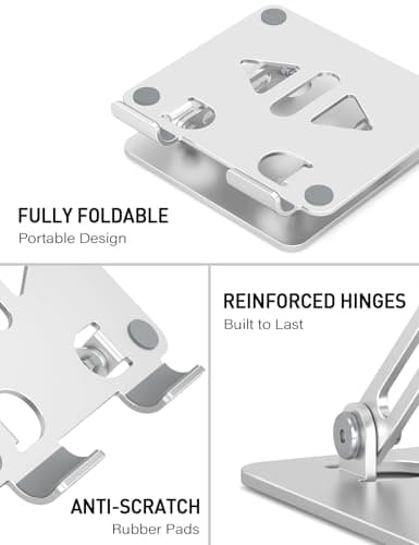 Aoviho Tablet Stand Holder for Desk, Adjustable Desktop Tablet Holder, Foldable Aluminum Tablet Mount for iPad pro 11, iPad Air Mini, Samsung Galaxy Tabs Z Fold Kindle Fire 4-12 inch, Silver - Thumbnail 5
