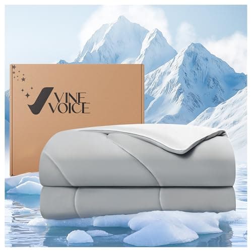 Vine Voice Cooling Blanket, Cooling Comforter for Hot Sleepers - Twin/Twin XL Soft Cooling Blanket, Double-Sided Cold Blanket for Night Sweats Lightweight Comforter (68''x90'', Silver Gray) - Image 1