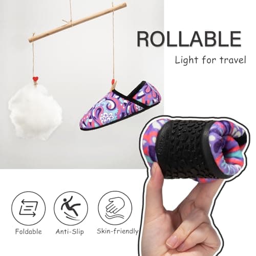 ATHMILE House Slippers for Women Men Indoor Barefoot Slippers Socks Furry Slip on House Shoes Cozy Comfy for Home Bedroom Travel Yoga Women 8-8.5 Purple Ripple - Thumbnail 4