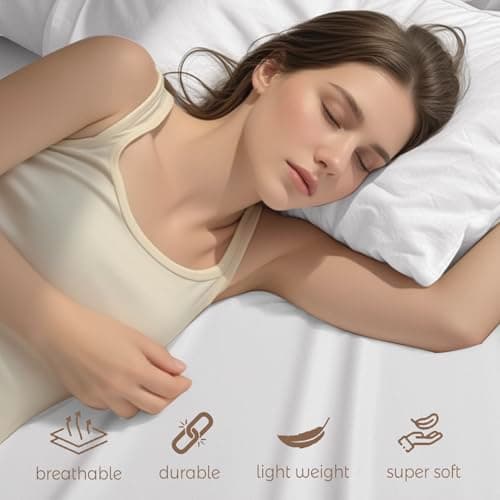 Baigee Fitted Sheet Queen, 100% Cotton, Premium Hotel-Quality Feel, Breathable and Durable, Deep Pocket 15–18”(60"x80",White) - Thumbnail 3