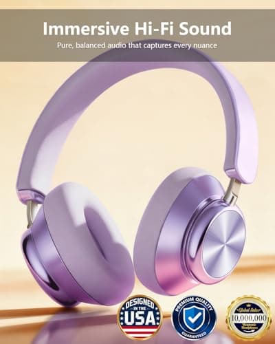 Wentronic Y03 Bluetooth Headphones Wireless Active Noise Cancelling Over Ear Headphones 48 Hours Playtime High Sound Quality 6 EQ Music Mode Headphones with Soft Ear Cushion - Purple - Thumbnail 2