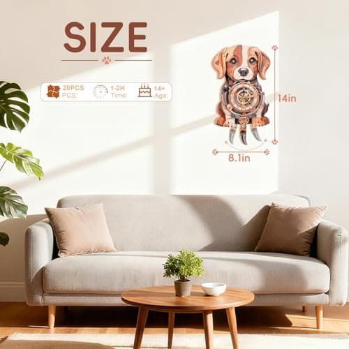 Kosmickiss 3D Wooden Puzzles for Adults, Beagle Mechanical Model Kits, DIY Wall Clock Puzzle, Home Decor Creative Gifts for Men and Women, Pendulum Wood Craft, Gifts for Dog Lovers - Thumbnail 3