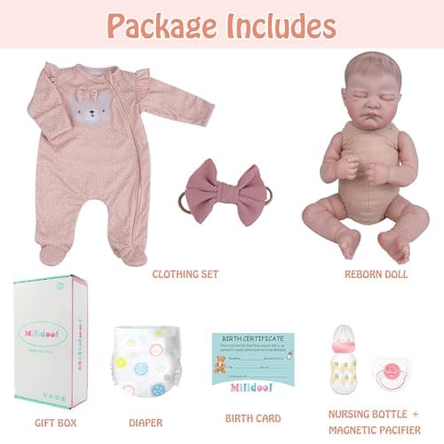 Milidool Reborn Baby Dolls, 20Inch Soft Vinyl Realistic-Newborn Baby Doll Poseable Real Life Lifelike Baby Dolls Accessories with Gift Box Toy for 3+ Year Old Girls Gifts, Pretend Play, Collection - Thumbnail 5