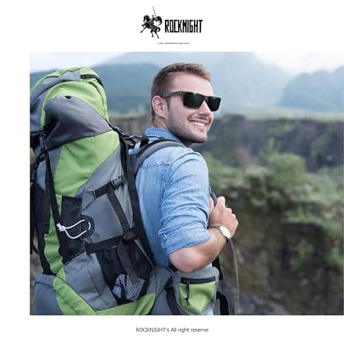 ROCKNIGHT HD Sunglasses for Men Golf UV Sunglasses Polarized Fishing Gun Grey Sunglasses Hiking Trekking Travel Metal Frame Sunglasses - Thumbnail 2