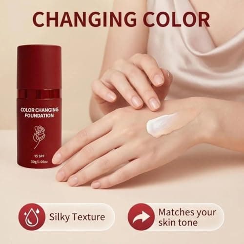 BARUBT White Color Changing Foundation, Self Adjusting Korean Makeup Base For Mature Skin, Hydrating Liquid Concealer And Sweatproof Face Cosmetic 1.06 Ounce 1PCS - Thumbnail 2