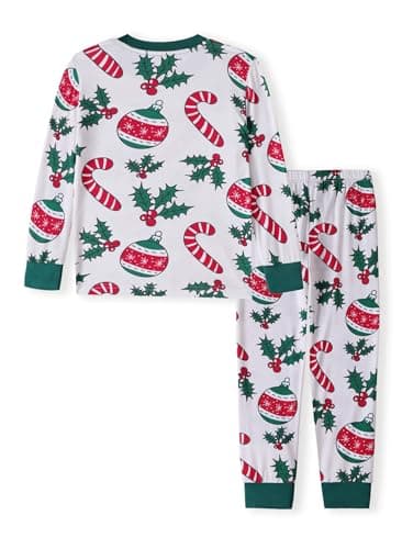NewSeed Family Christmas Matching Set, Soft Lightweight Bamboo Viscose Holiday Wear Sets for all family members(Kids, Christmas Bell Candy Cane, 9-10Y) - Thumbnail 3