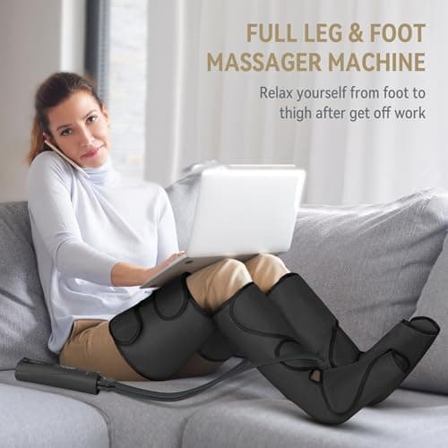 FIT KING Foot and Leg Massager for Circulation and Relaxation with Hand-held Controller 3 Modes 3 Intensities Helpful for Vericose Veins, Cramps, Swelling and Edema - Gift for Mom Wife Family - Thumbnail 2