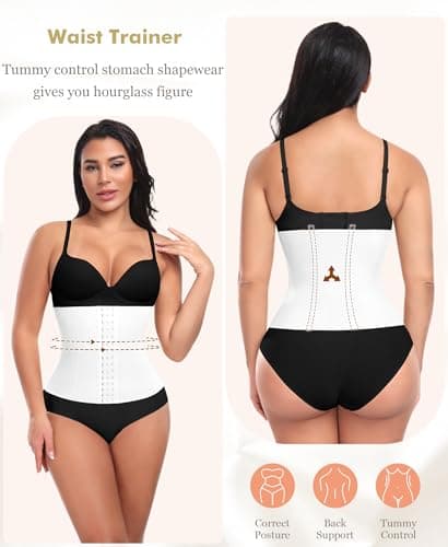 Ganado Waist Trainer for Women Corset Shapewear Tummy Control Waist Cincher Underbust Postpartum Girdle Body Shaper (#1 White(24.5CM) X-Large) - Thumbnail 2