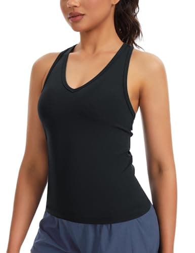 THE GYM PEOPLE Women’s V Neck Workout Tank Tops Racerback Slim Fit Sleeveless Yoga Running Athletic Shirts Black - Thumbnail 6