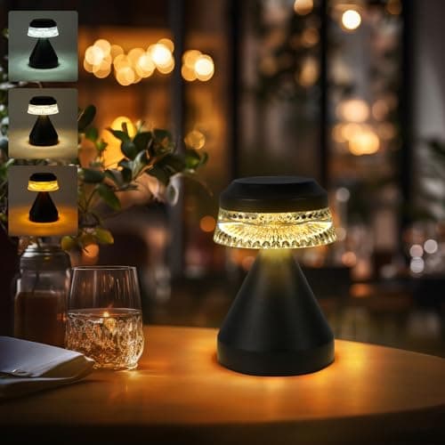 UMLAEN Rechargeable Cordless Table Lamp, 2600mAh Battery Operated Table Light | 3 Color | Stepless Dimming, for Bedroom, Cafe, Camping, Bar, Dining Table, Restaurant - Image 1