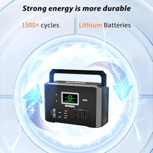 200W Portable Power Station (400W Peak), Mormluck Solar Generators with 110V AC Outlet（No Solar Panel）, 32000mAh Lithium Battery for Home Backup, Outdoor Adventures, and RV Emergencies - Thumbnail 3