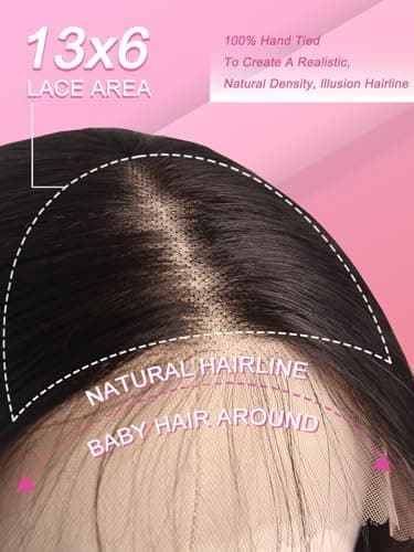 Barbique Synthetic Lace Front Wig for Women, Natural Black Synthetic Wig 13x6 Hd Lace Front 26 Inch Long Wavy Heat Resistant Fiber Deep Parting with Baby Hair Natural Hairline - Thumbnail 4