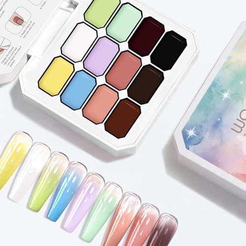 Woobena 12 Colors Pat Paint Nail Gel, Sponge Pat Gel Ombre Gradient Gel Nail Blush Blooming Aura Nails Drawing Stripper Floral Painting DIY Nail Art, No Wipe, UV/LED Curing - Thumbnail 2