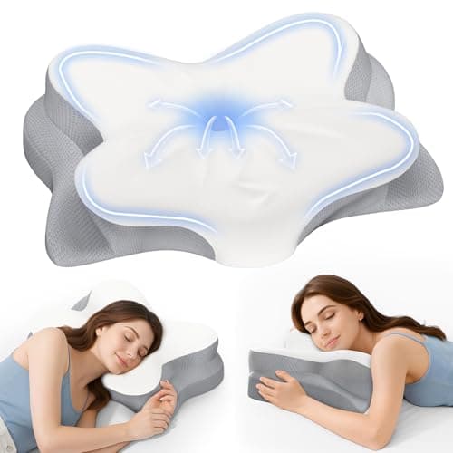 Fyova Cervical Neck Pillow, Ergonomic Memory Foam Pillows for Neck Pain Relief with Breathable Pillowcase, Adjustable Contour Neck Support Pillow for Side Back Stomach Sleepers, Odorless - Image 1