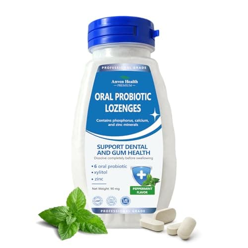 Anven Health Oral Probiotics Lozenges for Mouth Bad Breath & Gum Repair - 6 Strains with Prebiotic, Zinc & Ca for Dry Mouth Relief, Enamel Shield, Mint Flavor with Xylitol - 90 Lozenges, Sugar-Free - Image 1