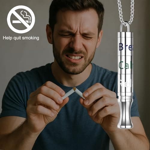 Fidget Necklace with Spinning Calm, Breathe, Relax Charms - Sensory Anxiety Relief & Deep Breathing Aid Stainless Steel Necklaces for Women Men (Steel) - Thumbnail 2