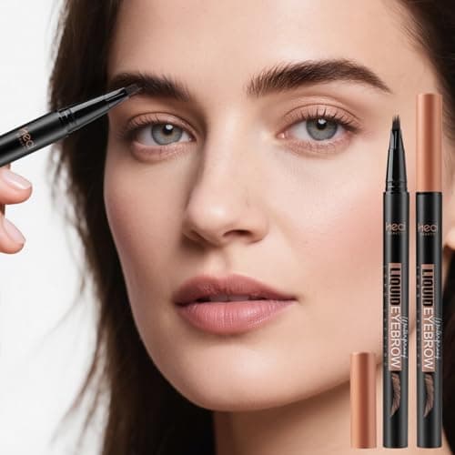 HECI BEAUTY Microblading Eyebrow Pencil, 3D Fiber Technology Waterproof Brow Pencil for Hair-like Strokes, 24HR Smudge-Proof, Natural Looking Brows Filler, Easy Apply & Gifts for Women, Dark Brown - Thumbnail 2