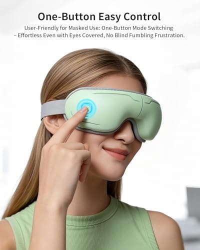 CUZRICH Eye Massager with Heat and Compression - Avocado Green Heated Eye Mask with Vibration, Bluetooth Music, 6 Modes, Rechargeable 1200mAh Battery for Eye Strain, Dry Eyes, Migraines Relief - Thumbnail 5