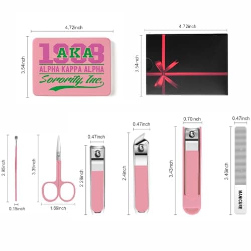 TTJHGYQO Nail Clippers and Beauty Tool,Portable Set Nail Clipper Set,Manicure Kit for Women,Manicure Set 6 in 1 AKA Sorority Gifts Nail Kit Suitable for for Women (AKA Pink) - Thumbnail 2
