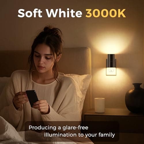 L LOHAS LED Night Light, Automatic Night Lights Plug into Wall, 2 Pack Nightlights with Light Sensor, 3000K Soft White 0-100LM Dimmable Modern Nightlight for Kids Bedroom Hallway - Thumbnail 6