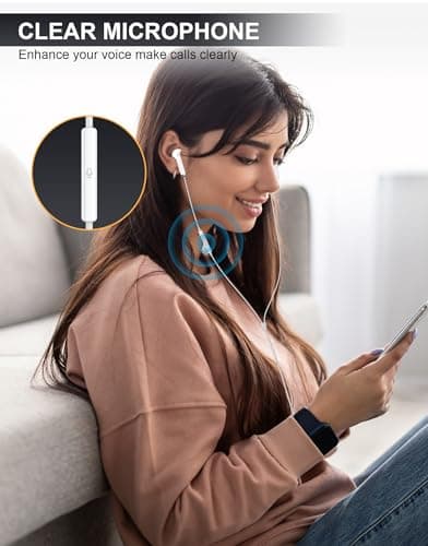 USBC Headphones for iPhone 17 16 15，for Apple Headphones Wired with Microphone & Remote Control [Clear Call], Wired Ear Buds USB C HiFi Bass Earphones for Samsung S25 S24 Ultra,ipad,Pixel 9 [2 Pack] - Thumbnail 6