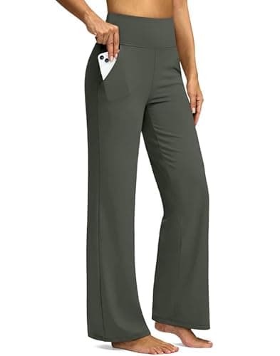 Yoga Pants Women Wide Leg Dress Pants with Pockets High Waist Stretch Petite/Regular/Tall Casual Sweatpants Women(Sage,29-XL) - Image 1
