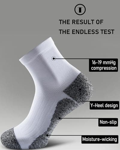 SITOISBE Quarter Compression Socks for Men Women, Cushioned Running Hiking Socks, Medium, White (4 Pairs) - Thumbnail 4