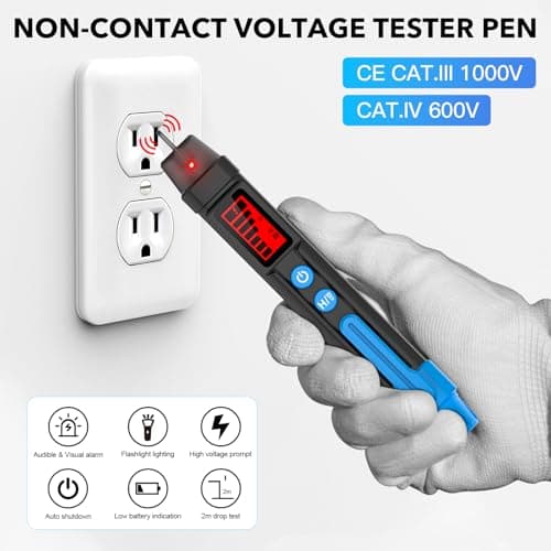MESTEK Tool Set, Electric Tester Kit with Non-Contact Voltage Tester, GFCI Outlet Tester, Digital Moisture Meter, Home Inspector Tool Kit with Carrying Case and Batteries, 3-Piece - Thumbnail 4