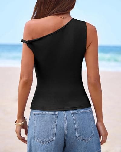 BTFBM Off The Shoulder Tops for Women 2026 Cute Summer Casual Sleeveless Slim Fit Y2K Going Out Tank Top Spring Outfits(Black, XX-Large) - Thumbnail 2