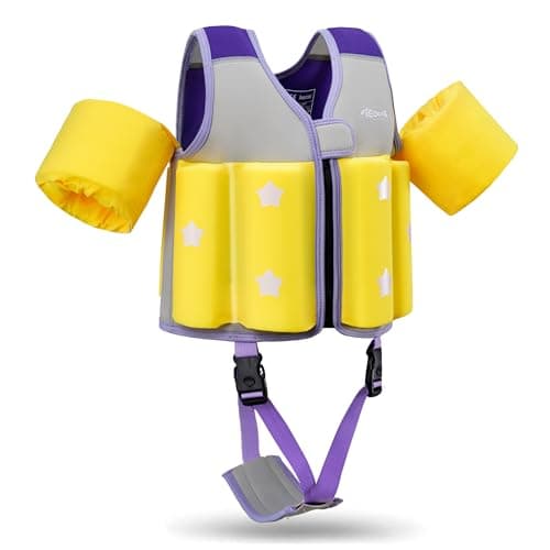 AEOCOO Kids Pool Floaties 1-2-3-5-7-9 Years Old, Toddler Swim Vest 20-30-50-70 Pounds, Comfortable Extended Wear Kids Float Jacket with Crotch Strap, Bright Design and Unpadded Sides, Purple - Thumbnail 4